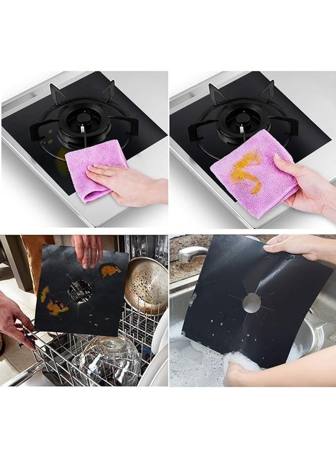 اغطية موقد متينة قابلة لاعادة الاستخدام، واقيات نطاق الغاز، غير لاصقة ومقاومة للحرارة، سطح قابل للتخصيص، قابلة للغسل اليدوي، اسود، ملحقات مطبخ - Image 3